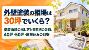 外壁塗装の相場は30坪でいくら？塗装面積の出し方と塗料別の金額、40坪・50坪・屋根込みの目安